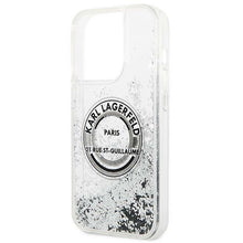 Заредете изображение във визуализатора на галерията – Original KARL LAGERFELD Case Liquid Glitter RSG KLHCP14XLCRSGRS for Iphone 14 Pro Max silver
