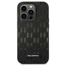 Заредете изображение във визуализатора на галерията – Original KARL LAGERFELD Case Saffiano Mono Metal Logo KLHCP14XSAKLHPK for Iphone 14 Pro Max black
