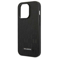 Заредете изображение във визуализатора на галерията – Original KARL LAGERFELD Case Saffiano Mono Metal Logo KLHCP14XSAKLHPK for Iphone 14 Pro Max black
