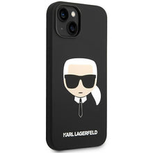 Заредете изображение във визуализатора на галерията – Original Pouch KARL LAGERFELD Silicone Karl`s Head Magsafe KLHMP14SSLKHBK for Iphone 14 Black
