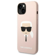 Заредете изображение във визуализатора на галерията – Original Pouch KARL LAGERFELD Silicone Karl`s Head Magsafe KLHMP14SSLKHLP for Iphone 14 Light pink
