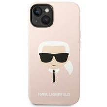 Заредете изображение във визуализатора на галерията – Original Pouch KARL LAGERFELD Silicone Karl`s Head Magsafe KLHMP14SSLKHLP for Iphone 14 Light pink
