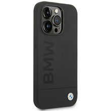 Заредете изображение във визуализатора на галерията – Original Case BMW Silicone Signature Logo Magsafe BMHMP14LSLBLBK for Iphone 14 Pro Black
