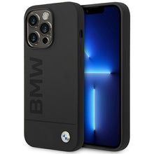 Заредете изображение във визуализатора на галерията – Original Case BMW Silicone Signature Logo Magsafe BMHMP14XSLBLBK for Iphone 14 Pro Max Black
