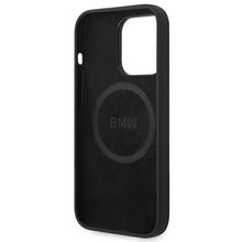 Заредете изображение във визуализатора на галерията – Original Case BMW Silicone Signature Logo Magsafe BMHMP14XSLBLBK for Iphone 14 Pro Max Black
