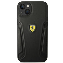 Заредете изображение във визуализатора на галерията – Original Case FERRARI Leather Stamp Sides FEHCP14MRBUK for Iphone 14 Plus Black
