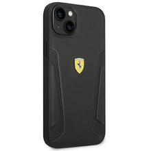 Заредете изображение във визуализатора на галерията – Original Case FERRARI Leather Stamp Sides FEHCP14MRBUK for Iphone 14 Plus Black
