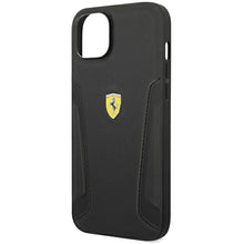 Заредете изображение във визуализатора на галерията – Original Case FERRARI Leather Stamp Sides FEHCP14MRBUK for Iphone 14 Plus Black
