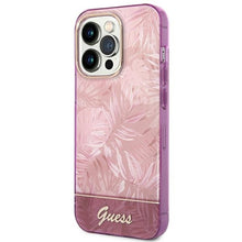 Заредете изображение във визуализатора на галерията – Original Case GUESS 4G Jungle Collection GUHCP14LHGJGHP for Iphone 14 Pro Pink
