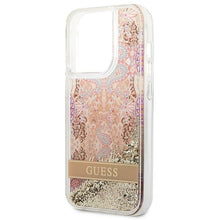 Заредете изображение във визуализатора на галерията – Original Case GUESS Paisley Liquid Glitter Hardcase GUHCP14XLFLSD for Iphone 14 Pro Max Gold
