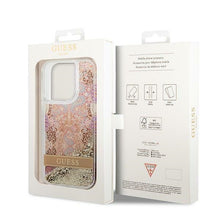 Заредете изображение във визуализатора на галерията – Original Case GUESS Paisley Liquid Glitter Hardcase GUHCP14XLFLSD for Iphone 14 Pro Max Gold
