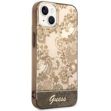 Заредете изображение във визуализатора на галерията – Original Case GUESS Porcelain Collection GUHCP14SHGPLHC for Iphone 14 gold
