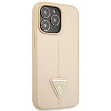 Заредете изображение във визуализатора на галерията – Original Case GUESS Saffiano Triangle Logo GUHCP14LPSATLE for Iphone 14 Pro Beige
