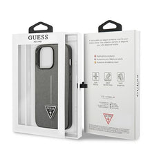 Заредете изображение във визуализатора на галерията – Original Case GUESS Saffiano Triangle Logo GUHCP14LPSATLG for Iphone 14 Pro Silver
