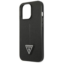 Заредете изображение във визуализатора на галерията – Original Case GUESS Saffiano Triangle Logo GUHCP14LPSATLK for Iphone 14 Pro Black
