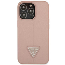 Заредете изображение във визуализатора на галерията – Original Case GUESS Saffiano Triangle Logo GUHCP14LPSATLP for Iphone 14 Pro Pink

