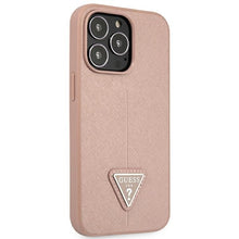 Заредете изображение във визуализатора на галерията – Original Case GUESS Saffiano Triangle Logo GUHCP14LPSATLP for Iphone 14 Pro Pink
