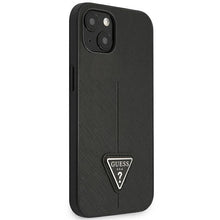 Заредете изображение във визуализатора на галерията – Original Case GUESS Saffiano Triangle Logo GUHCP14MPSATLK for Iphone 14 Plus Black
