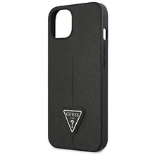 Заредете изображение във визуализатора на галерията – Original Case GUESS Saffiano Triangle Logo GUHCP14MPSATLK for Iphone 14 Plus Black
