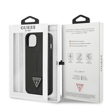 Заредете изображение във визуализатора на галерията – Original Case GUESS Saffiano Triangle Logo GUHCP14MPSATLK for Iphone 14 Plus Black

