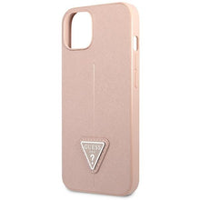Заредете изображение във визуализатора на галерията – Original Case GUESS Saffiano Triangle Logo GUHCP14MPSATLP for Iphone 14 Plus Pink
