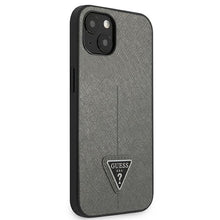 Заредете изображение във визуализатора на галерията – Original Case GUESS Saffiano Triangle Logo GUHCP14SPSATLG for Iphone 14 Silver
