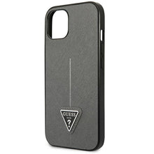 Заредете изображение във визуализатора на галерията – Original Case GUESS Saffiano Triangle Logo GUHCP14SPSATLG for Iphone 14 Silver
