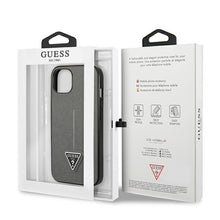 Заредете изображение във визуализатора на галерията – Original Case GUESS Saffiano Triangle Logo GUHCP14SPSATLG for Iphone 14 Silver
