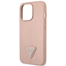 Заредете изображение във визуализатора на галерията – Original Case GUESS Saffiano Triangle Logo GUHCP14XPSATLP for Iphone 14 Pro Max Pink
