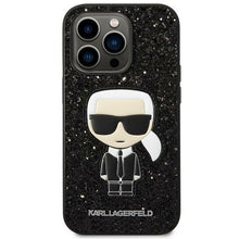 Заредете изображение във визуализатора на галерията – Original Pouch KARL LAGERFELD Glitter Flakes Ikonik KLHCP14LGFKPK for Iphone 14 Pro Black
