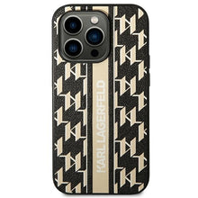 Заредете изображение във визуализатора на галерията – Original Pouch KARL LAGERFELD Monogram Stripe KLHCP14XPGKLSKW do Iphone 14 Pro Max Brown
