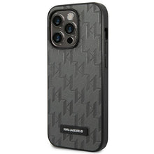 Заредете изображение във визуализатора на галерията – Original KARL LAGERFELD Case Saffiano Mono Metal Logo KLHCP14XSAKLHPG for Iphone 14 Pro Max grey
