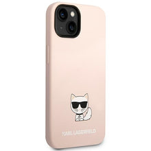 Заредете изображение във визуализатора на галерията – Original KARL LAGERFELD Case Silicone Choupette Body KLHCP14MSLCTPI for Iphone 14 Plus light pink
