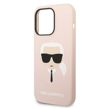 Заредете изображение във визуализатора на галерията – Original Pouch KARL LAGERFELD Silicone Karl`s Head Magsafe KLHMP14XSLKHLP for Iphone 14 Pro Max Light pink
