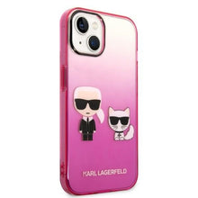 Заредете изображение във визуализатора на галерията – Original Pouch KARL LAGERFELD Gradient Ikonik KarlChoupette KLHCP14MTGKCP for Iphone 14 Plus pink
