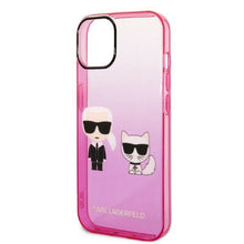 Заредете изображение във визуализатора на галерията – Original Pouch KARL LAGERFELD Gradient Ikonik KarlChoupette KLHCP14MTGKCP for Iphone 14 Plus pink
