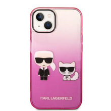 Заредете изображение във визуализатора на галерията – Original Pouch KARL LAGERFELD Gradient Ikonik KarlChoupette KLHCP14MTGKCP for Iphone 14 Plus pink
