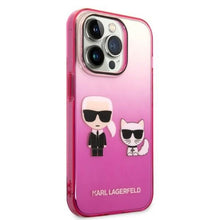 Заредете изображение във визуализатора на галерията – Original Pouch KARL LAGERFELD Gradient Ikonik KarlChoupette KLHCP14LTGKCP for Iphone 14 Pro pink
