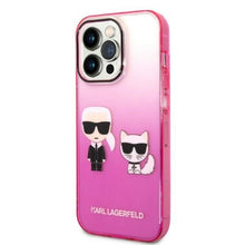 Заредете изображение във визуализатора на галерията – Original Pouch KARL LAGERFELD Gradient Ikonik KarlChoupette KLHCP14LTGKCP for Iphone 14 Pro pink
