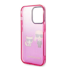 Заредете изображение във визуализатора на галерията – Original Pouch KARL LAGERFELD Gradient Ikonik KarlChoupette KLHCP14LTGKCP for Iphone 14 Pro pink
