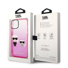 Заредете изображение във визуализатора на галерията – Original Pouch KARL LAGERFELD Gradient Ikonik KarlChoupette KLHCP14STGKCP for Iphone 14 pink
