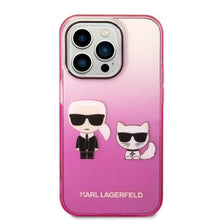Заредете изображение във визуализатора на галерията – Original Pouch KARL LAGERFELD Gradient Ikonik KarlChoupette KLHCP14XTGKCP for Iphone 14 Pro Max pink
