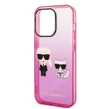 Заредете изображение във визуализатора на галерията – Original Pouch KARL LAGERFELD Gradient Ikonik KarlChoupette KLHCP14XTGKCP for Iphone 14 Pro Max pink
