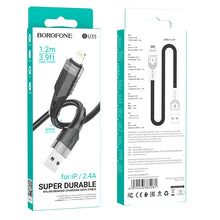 Заредете изображение във визуализатора на галерията – Borofone Cable BU35 Influence - USB to Lightning - 2,4A 1,2 metres black
