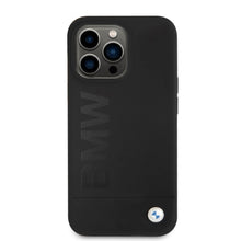 Заредете изображение във визуализатора на галерията – Original Case BMW Silicone Signature Logo Magsafe BMHMP13LSLBLBK for Iphone 13 Pro Black
