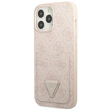 Заредете изображение във визуализатора на галерията – Original Case GUESS 4G Triangle Logo Cardslot GUHCP13LP4TPP for Iphone 13 Pro Pink
