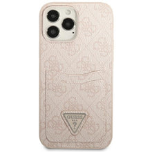 Заредете изображение във визуализатора на галерията – Original Case GUESS 4G Triangle Logo Cardslot GUHCP13LP4TPP for Iphone 13 Pro Pink

