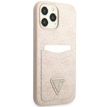 Заредете изображение във визуализатора на галерията – Original Case GUESS 4G Triangle Logo Cardslot GUHCP13LP4TPP for Iphone 13 Pro Pink
