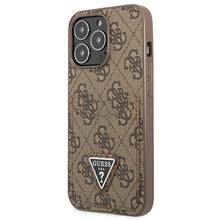Заредете изображение във визуализатора на галерията – Original Case GUESS 4G Triangle Logo Cardslot GUHCP13LP4TPW for Iphone 13 Pro Brown
