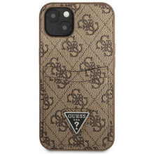 Заредете изображение във визуализатора на галерията – Original Case GUESS 4G Triangle Logo Cardslot GUHCP13MP4TPW for Iphone 13 Brown
